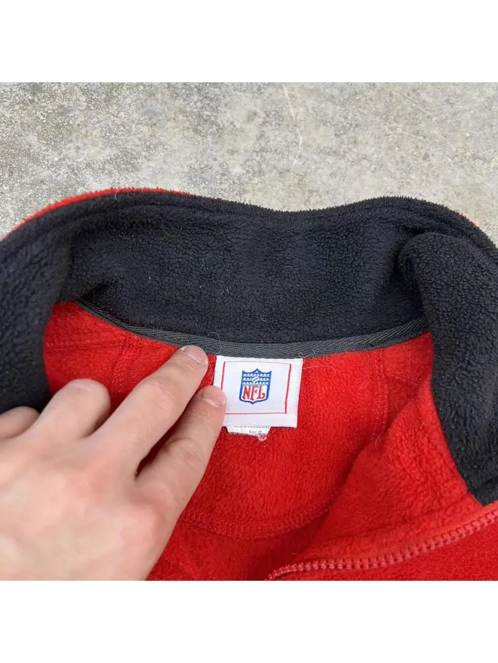 vintage kansas city chiefs red quarter zip fleece jacket size medium NO ZIPPER